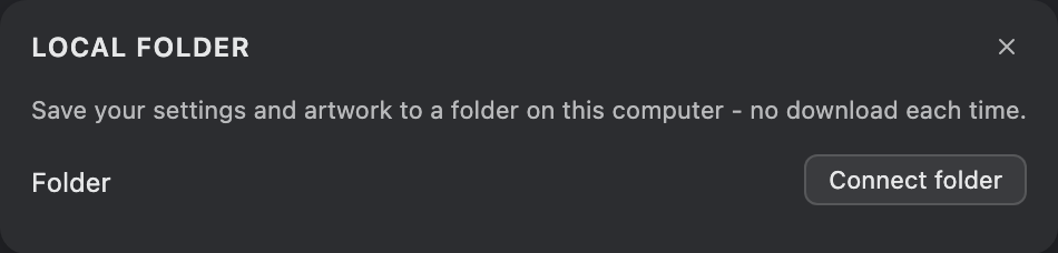 The Local folder panel, before connecting